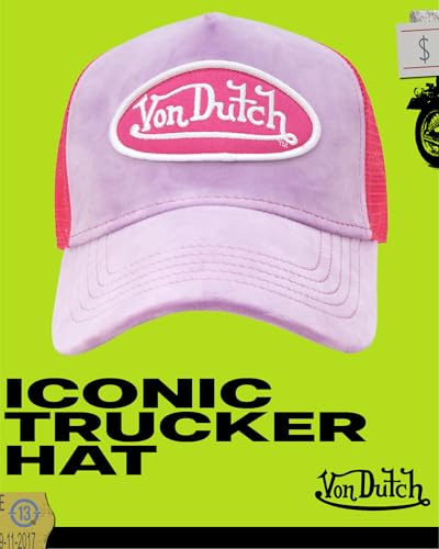 Von Dutch Unisex Velvet Trucker Hat, Curved Bill, Mesh Back, Snapback - color: Lilac Ice