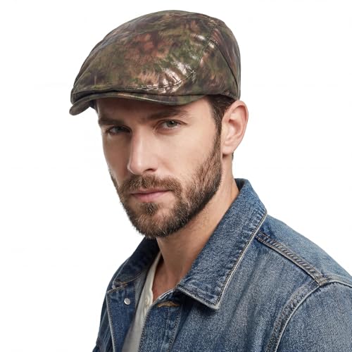 Flat Cap Men Vintage Distressed Ivy Newsboy Hat Lightweigh Driving Golf Cap - color: #B38-greenish Brown