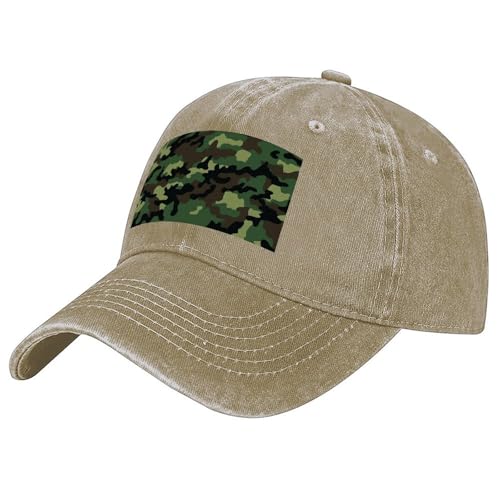 Vintage Baseball Cap Cotton Adjustable Dad Hats Washed Cowboy Hat Green Military Camo Trucker Hat for Men Women - color: Sand Colored-style