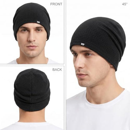 LONGLONG Winter Slouchy Beanie Hat Lightweigh Warm Skull Cap for Men Women - color: Black