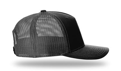 Richardson 112FP & 112PFP Classic Fit Five-Panel Snapback Trucker Cap |OSFM - color: Black