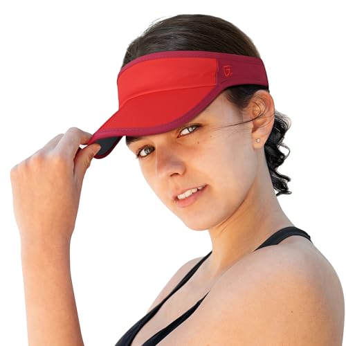 GADIEMKENSD Foldable Sun Visor Hat UPF 50+ Lightweight Adjustable - color: Wine Red