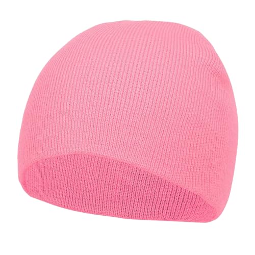 TOP HEADWEAR Cuffless Beanie for Men Women, Unisex Short Beanies Skull Cap - color: Light Pink