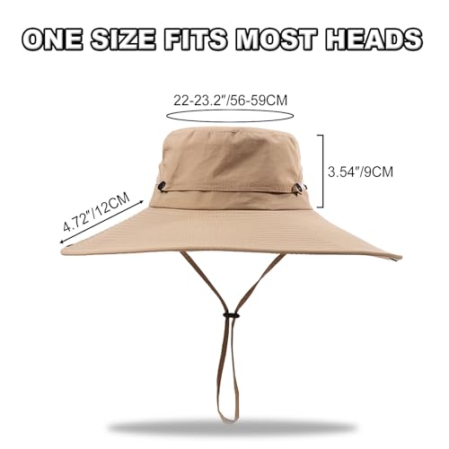 Fishing Sun Hat for Men UPF 50+ Wide Brim Boonie Hats for Summer - color: Khaki