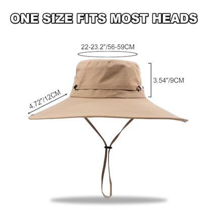 Fishing Sun Hat for Men UPF 50+ Wide Brim Boonie Hats for Summer - color: Khaki