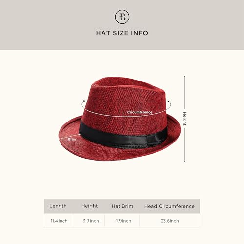 BABEYOND 1920s Mens Gatsby Gangster Accessories Set Panama Hat Suspender Bow Tie - color: Red Set