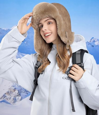 Women Winter Trapper Hat Ushanka Warm Sherpa Beanie Knit Ear Flap - color: Brown