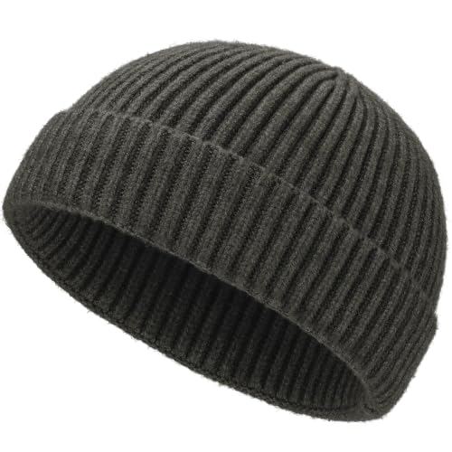 Short Fisherman Beanie for Men Women Wool Knit Cuff Winter Hats - color: 1pcs-dark Grey