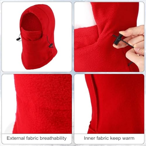 Frienda 2 Pcs Balaclava Ski Mask Windproof Warmer Fleece Adjustable Winter Mask Face Cover for Men Women - color: Black,red