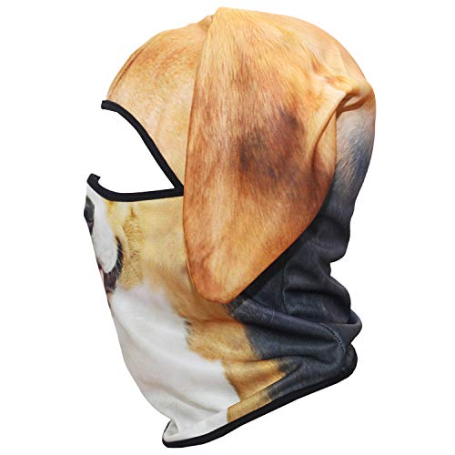 WTACTFUL 3D Animal Ears Balaclava, Breathable Face Mask for Halloween - color: Beagle Funny Mss-05
