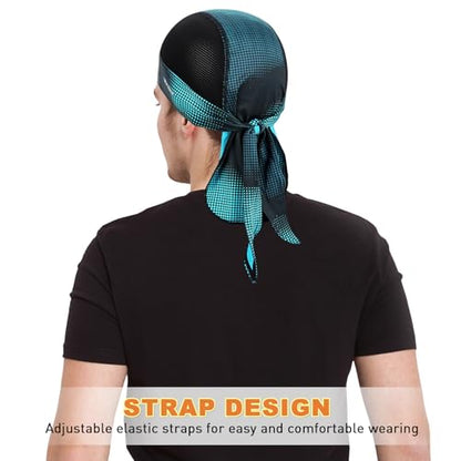 YANIKY Bandanas Skull Caps for Men, Women Skull Cap Helmet Liner Dew Rags - color: Bluegreen