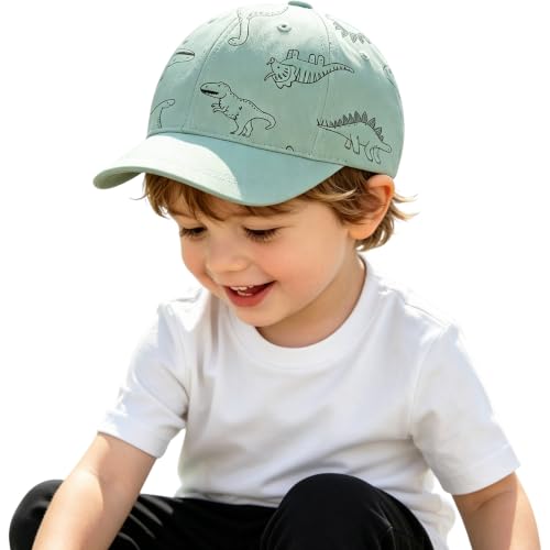Toddler Sun Hats Baby Boys Cap Girls Adjustable Dinosaur Baseball Kids Hats - color: Green Dinosaur, size: 6-24 Months