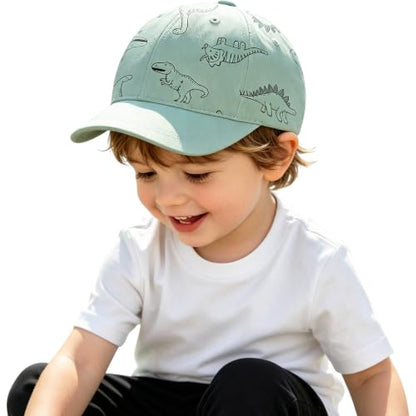 Toddler Sun Hats Baby Boys Cap Girls Adjustable Dinosaur Baseball Kids Hats - color: Green Dinosaur, size: 6-24 Months