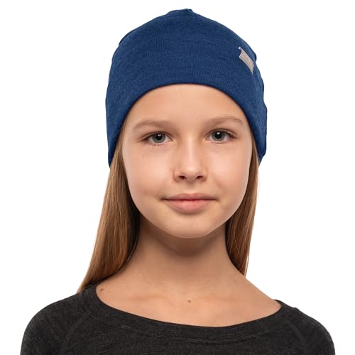 100% Merino Wool Beanie Kids - Unisex Wool Cap 17.5um for Kids -Toddler Hat - color: Navy