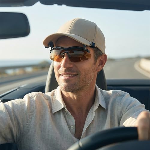 FEISEDY Polarized Clip Cap Sunglasses, UV400 Sports Hat Visor B0356 - color: Brown