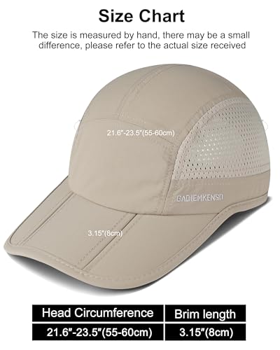 GADIEMKENSD Mens Folding Outdoor Hat Long Brim UPF 50+ Sun Protection - color: Folding Khaki