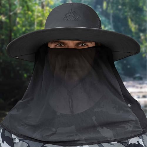 Cooltto L/XL/XXL Wide Brim Sun Hat UPF 50+ UV Protection Boonie Hat - color: Slate Grey, size: Medium-Large