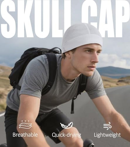 Skull Cap Helmet Liner for Men Women Cooling Hat Running Beanie - color: Set C-black,white,mint Green