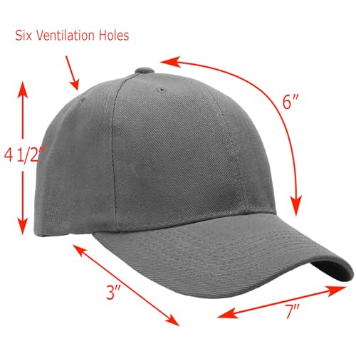 Falari Wholesale Bulk Lot 12-Pack Baseball Cap Adjustable Size Plain Blank Solid Color - color: Dark Gray