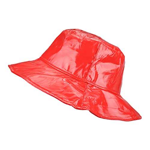 Toutacoo, Wide-Brimmed Vinyl Rain Hat - color: 03-red, size: Medium