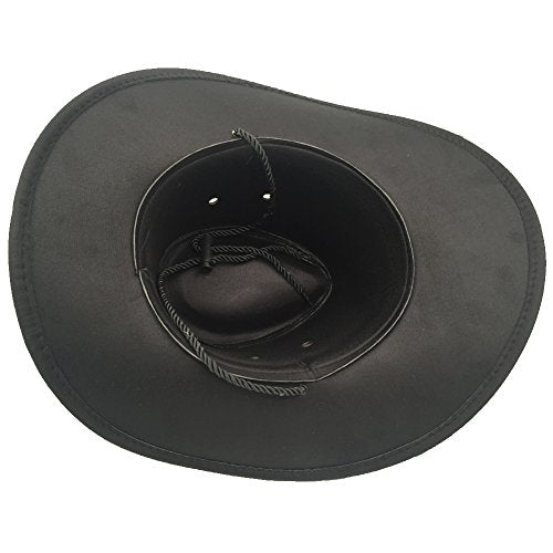 Men's Outback Faux Felt Wide Brim Western Cowboy Hat - color: Black