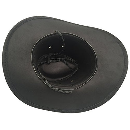 Men's Outback Faux Felt Wide Brim Western Cowboy Hat - color: Black
