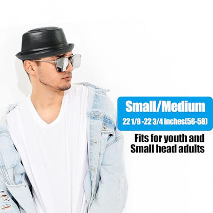 Luwint Cute Fedora Hat - Lightweight Breathable Mesh Crushable Roll Up Short Brim Bowler Derby Cap - color: Pu-black
