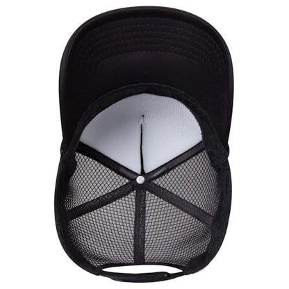 OTTO Cap 5 Panel High Crown Air Mesh Back Trucker Hat | Bulk Packs - color: 003c - Black