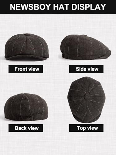 Senker Fashion 2 Pieces Newsboy Cap for Men - color: Grey Brown