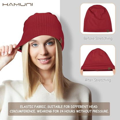HAMUNI Slouchy Beanie for Men Women Soft Lightweight Chemo Headwear - color: Wine Red