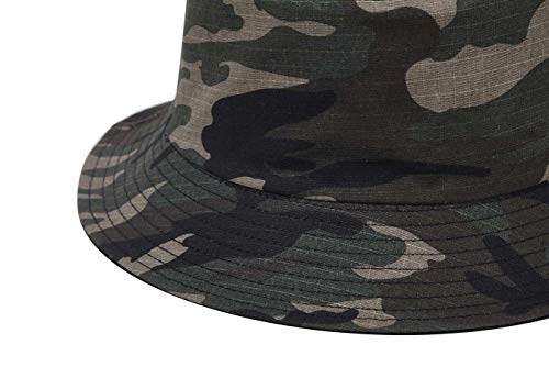 Quanhaigou Bucket Hat for Men Women,Packable Reversible Printed Sun Hats,Fisherman Outdoor Summer Travel Hiking Beach Caps - color: Camouflage