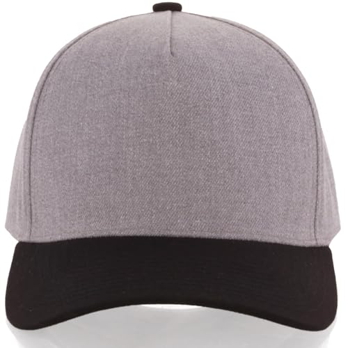 Daxton Men Original Trucker Hat Cotton Twill with Adjustable Snapback 5 Panel A-Frame Cap - color: 2 Pack - All Black, Heather Gray Black