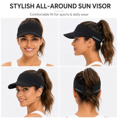 Sun Visor Caps Foldable Brim Adjustable Visor Hats for Women Men - color: 2# Black