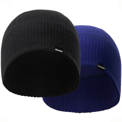 2-Pack Running Skull Cap Cycling Helmet Liner for Men Thermal Beanie Hat - color: Black+blue Purple