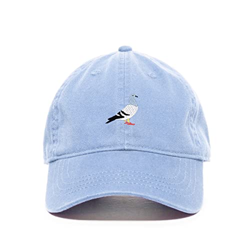 Pigeon Baseball Cap Embroidered Cotton Adjustable Dad Hat - color: Light Blue