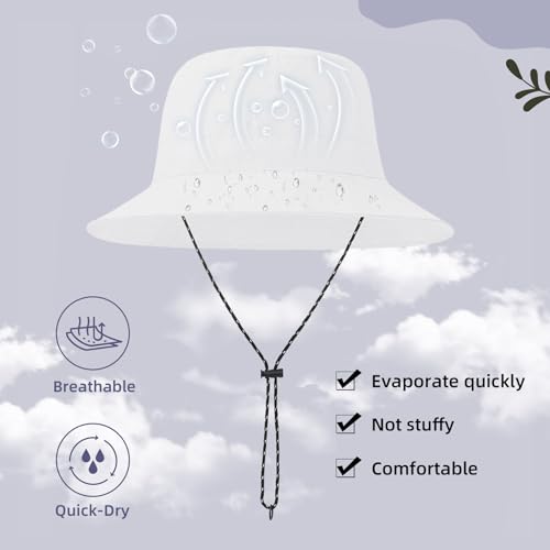 Durio Waterproof Bucket Hats for Woman UPF 50+ Sun Hat - color: White