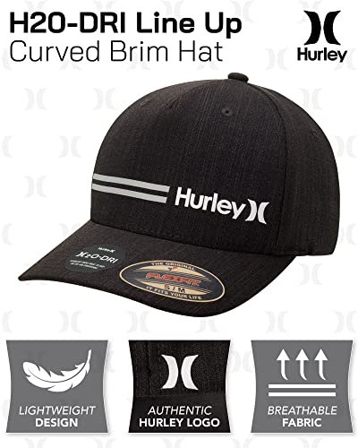 Hurley Mens Breathable Stretch Quick-Dry Fitted Curved Bill Baseball Cap - color: Black, size: Large-X-Large