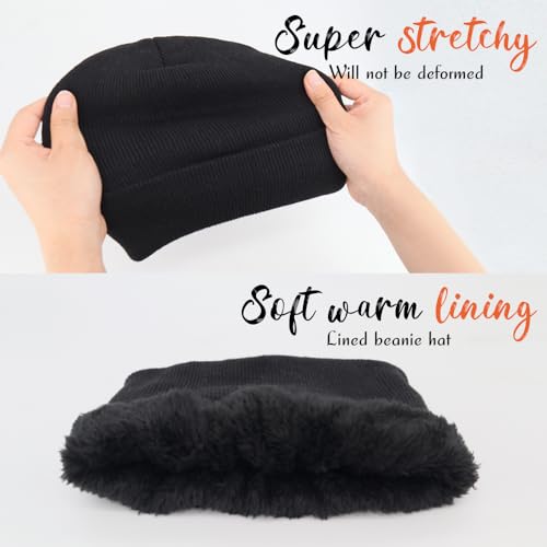 ZH 6 Pack Men's Winter Knit Beanies with Fleece Lining, Warm Stretchy Skull Caps for Cold Weather, Unisex Thermal Hats - color: Light-gray