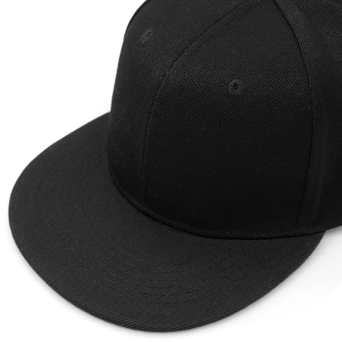 Snapback Hat Flat Bill Visor Hats Adjustable Hip Hop Baseball Cap for Women Men - color: Black