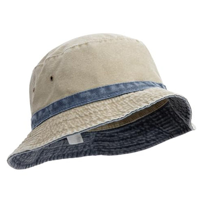 e4Hats.com Big Size Reversible Bucket Hats - color: Khaki Navy, size: XX-Large-3X-Large