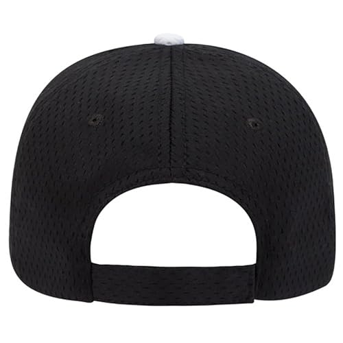 Ashen Fane 6 Panel Polyester Pro Mesh Low Profile Baseball Cap - color: Sandwich - Blk Blk Wht