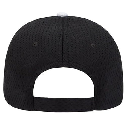 Ashen Fane 6 Panel Polyester Pro Mesh Low Profile Baseball Cap - color: Sandwich - Blk Blk Wht