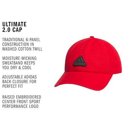 adidas Men's Ultimate Hat Baseball Cap - color: Better Scarlet/Black/Grey Six