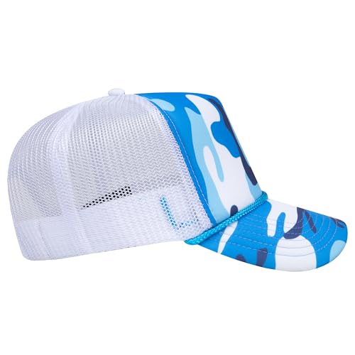 BROTHER TRUCKERS The World's Greatest Camouflage Patterned Trucker Hat Blanks - Wholesale Bulk Unisex Snapback Hats - color: Blue Camo White/Poly