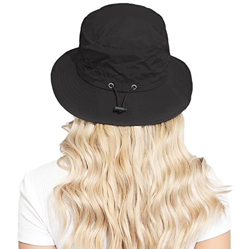 Packable Bucket Hat for Women Waterproof UV Protection Sun Hat - color: Black