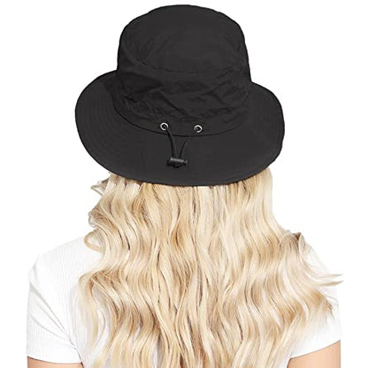 Packable Bucket Hat for Women Waterproof UV Protection Sun Hat - color: Black
