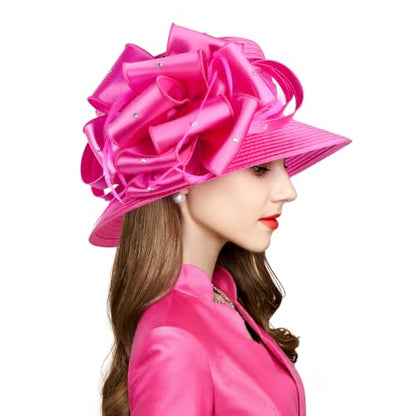 2026 Bucket Hats for Women Ladies Girls, Autumn Winter Fascinator Hat for Derby Kentucky Church Bridal UV Protection - color: A-4585rose Red