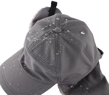 Connectyle Warm Winter Hat with Ear Flaps Mask Cold Weather Outdoor Ski Cap Water-Resistant Baseball Trapper Hat for Men - color: Grey
