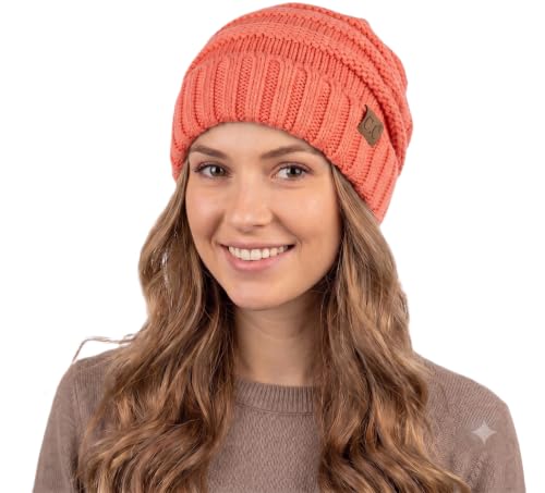 NYFASHION101 Slouch Wrinkled Beanie Cap Slouchy Skull Hat - color: Coral
