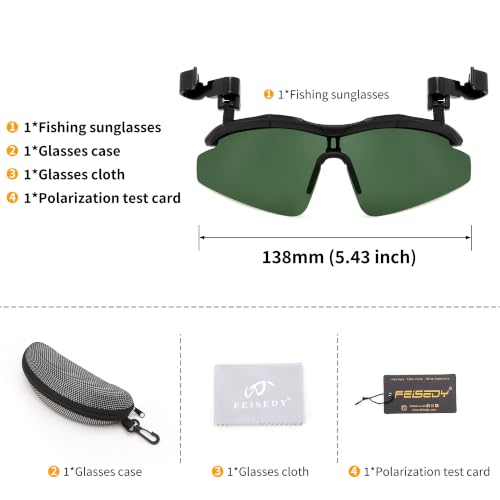 FEISEDY Polarized Clip Cap Sunglasses, UV400 Sports Hat Visor B0356 - color: Green